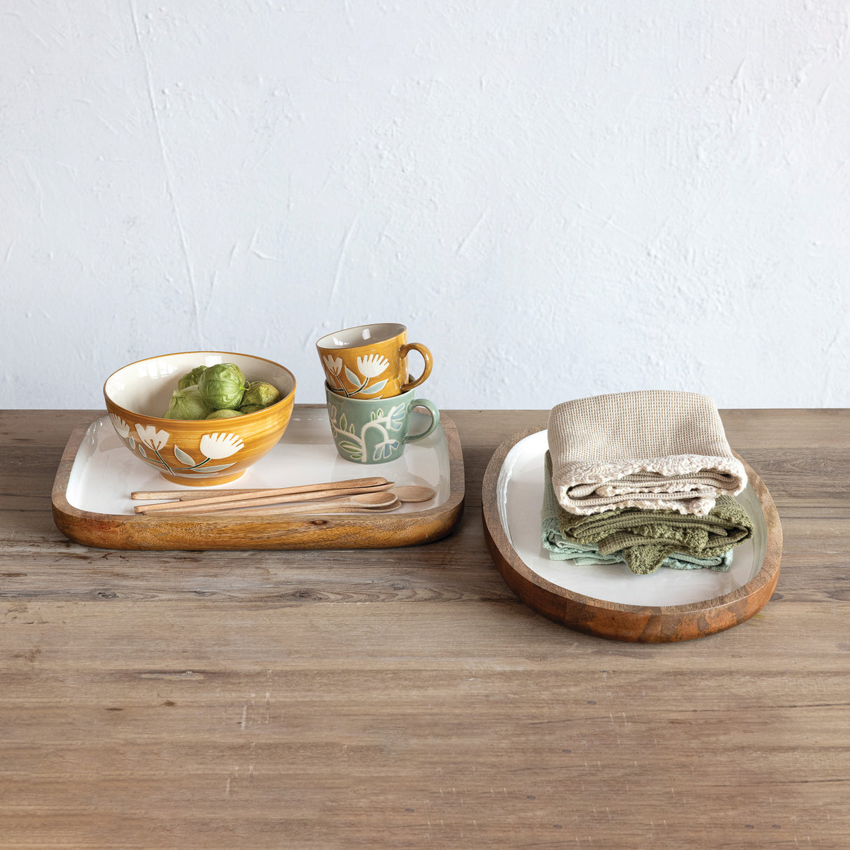 White Enameled Mango Tray