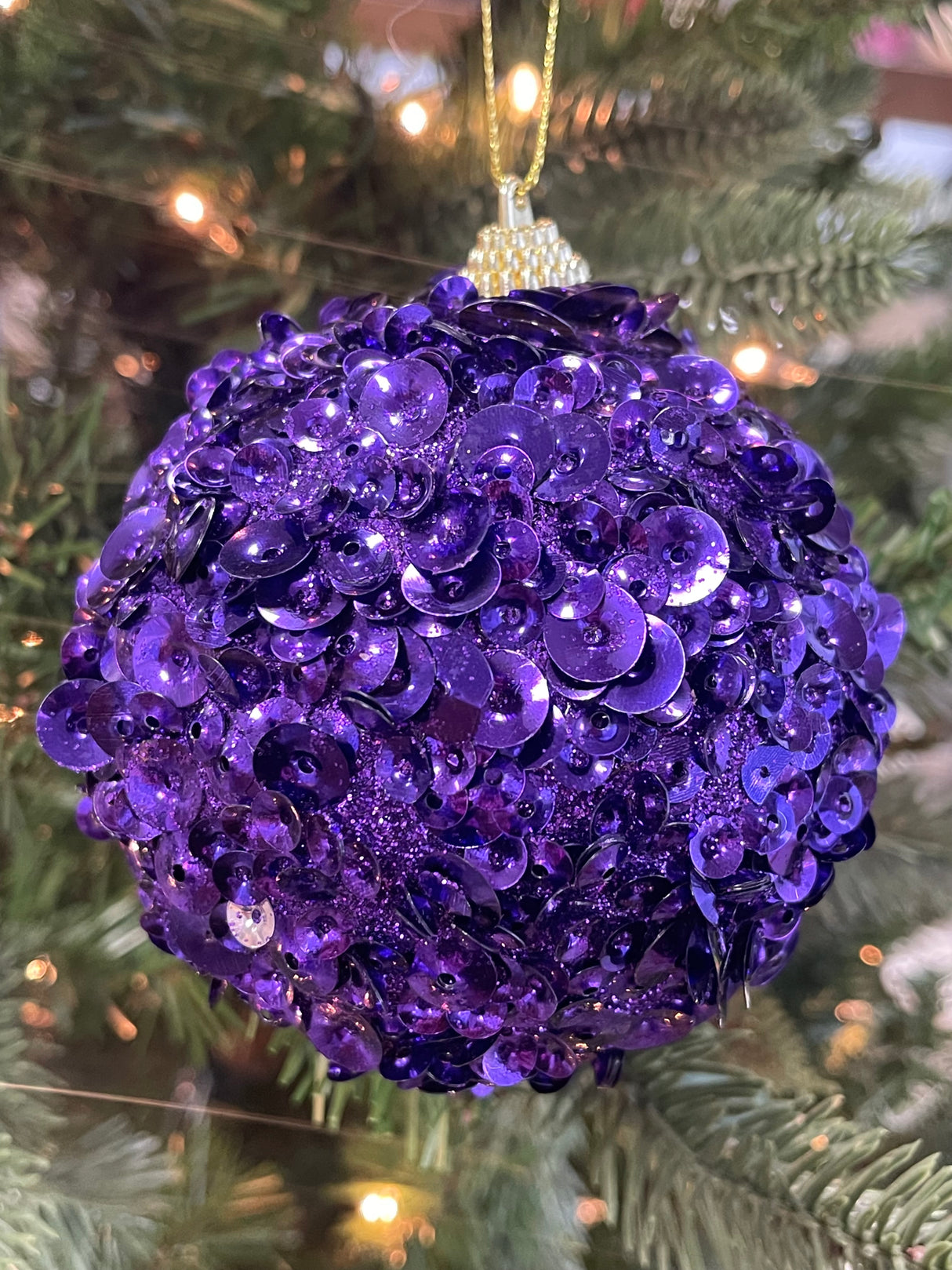 Purple Glamour Sequin Ball Ornament