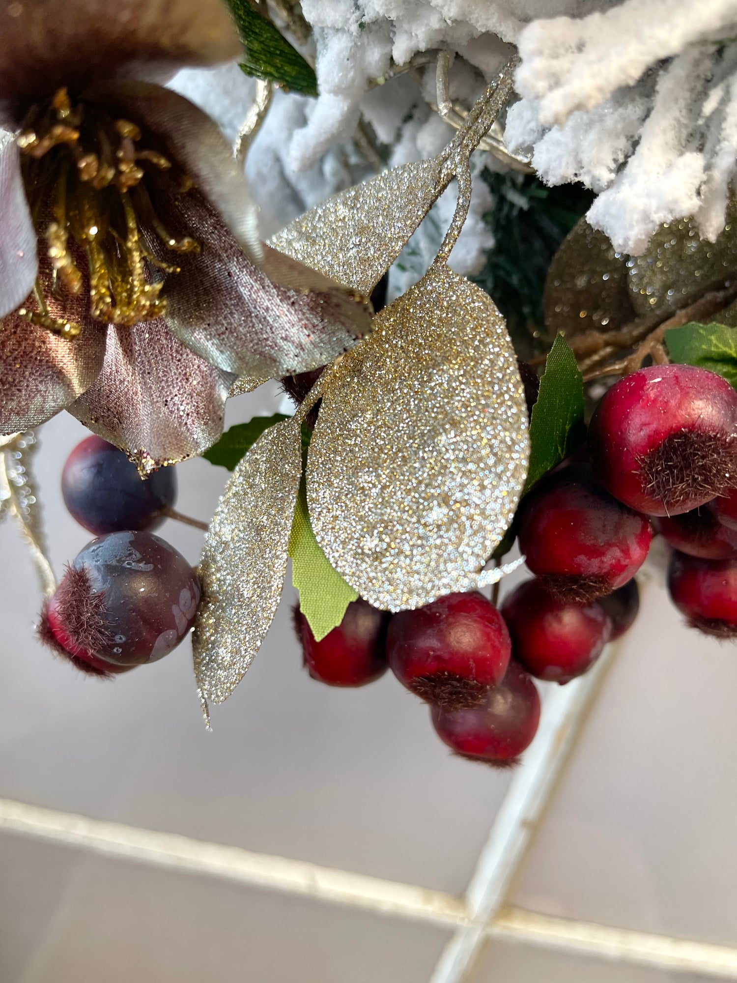 23" Snow Kissed Cherries Wreath