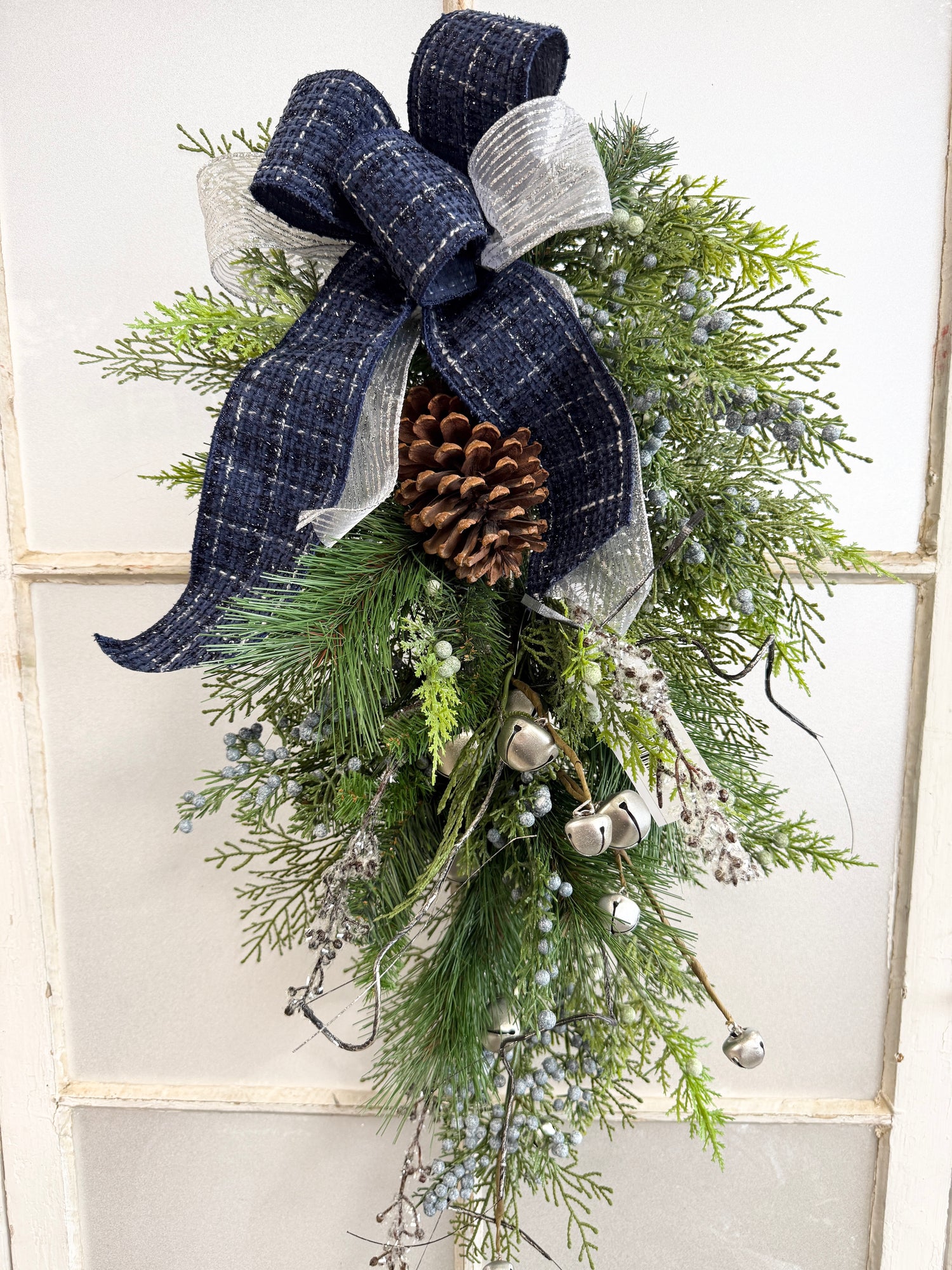 28" Silver Bells Door Swag