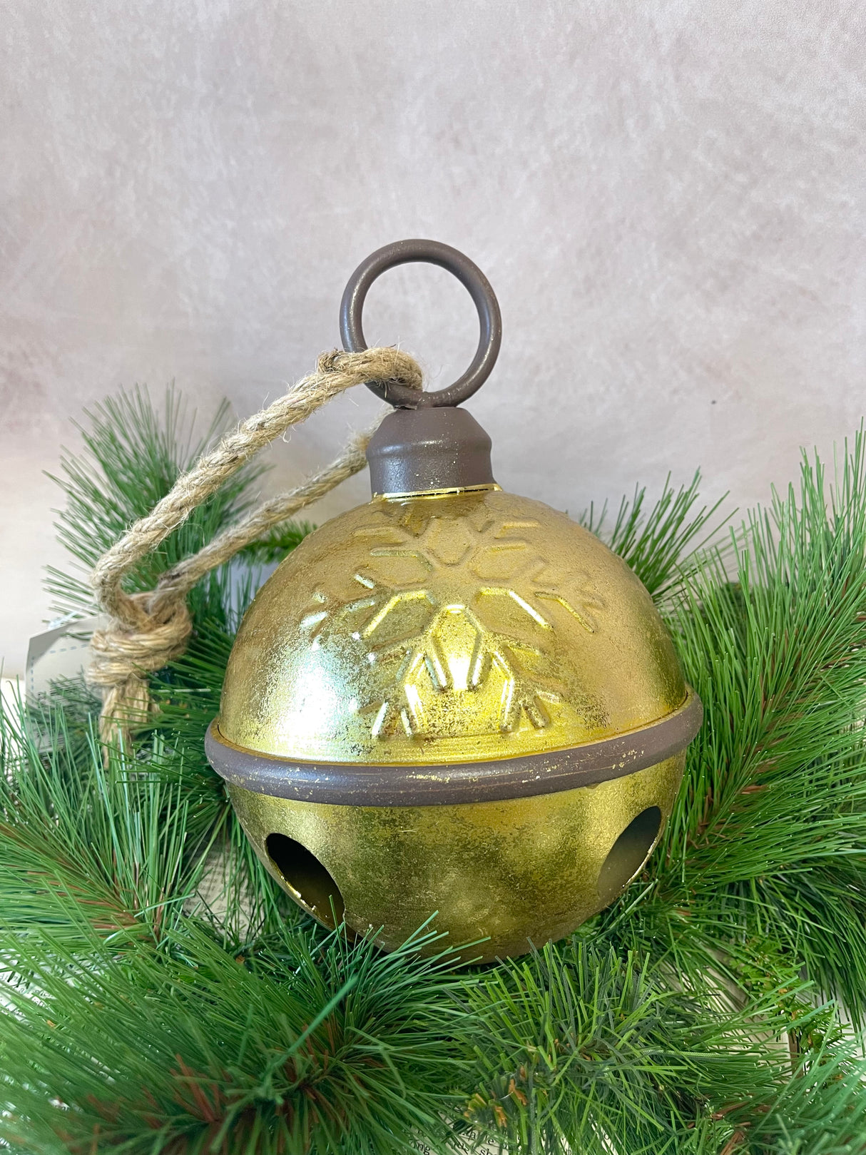 6.5" Metal Snowflake Pattern Bell Ornament