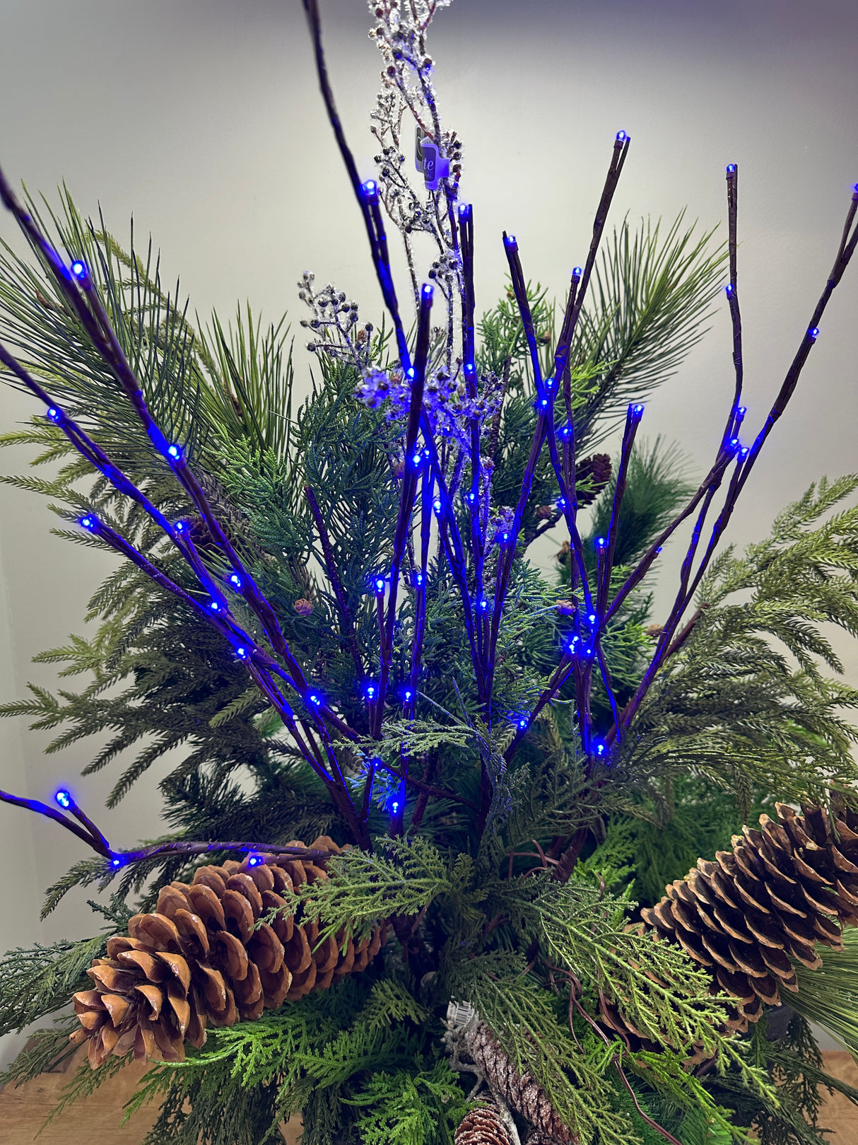 Outdoor Blue Lighted Branch Set of 3