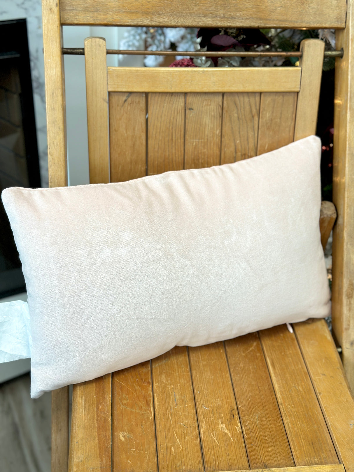 Merry & Bright Hand Embroidered Lumbar Pillow