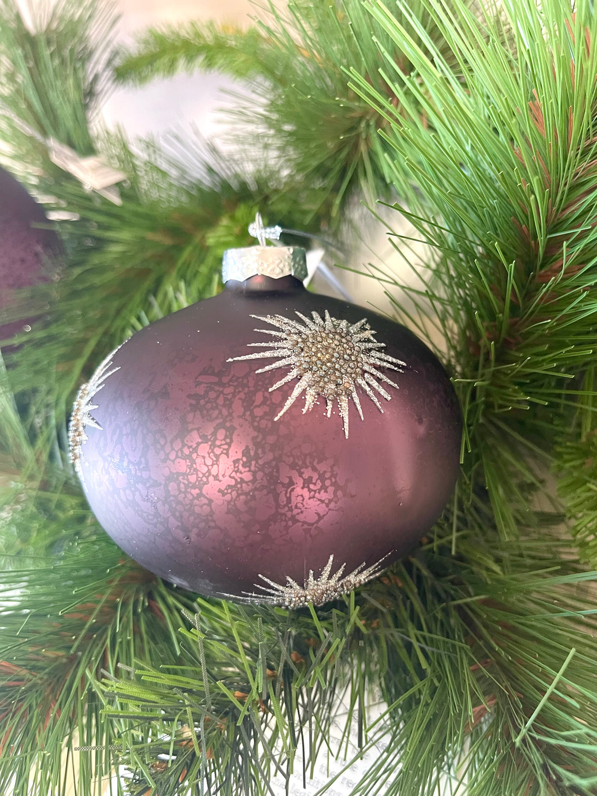 Plum Glass Holiday Ornament - 2 Styles
