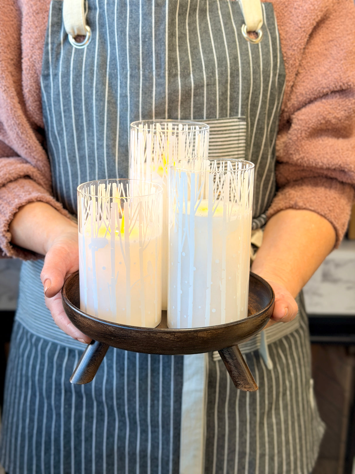 Bronze Metal Raised Candleholder