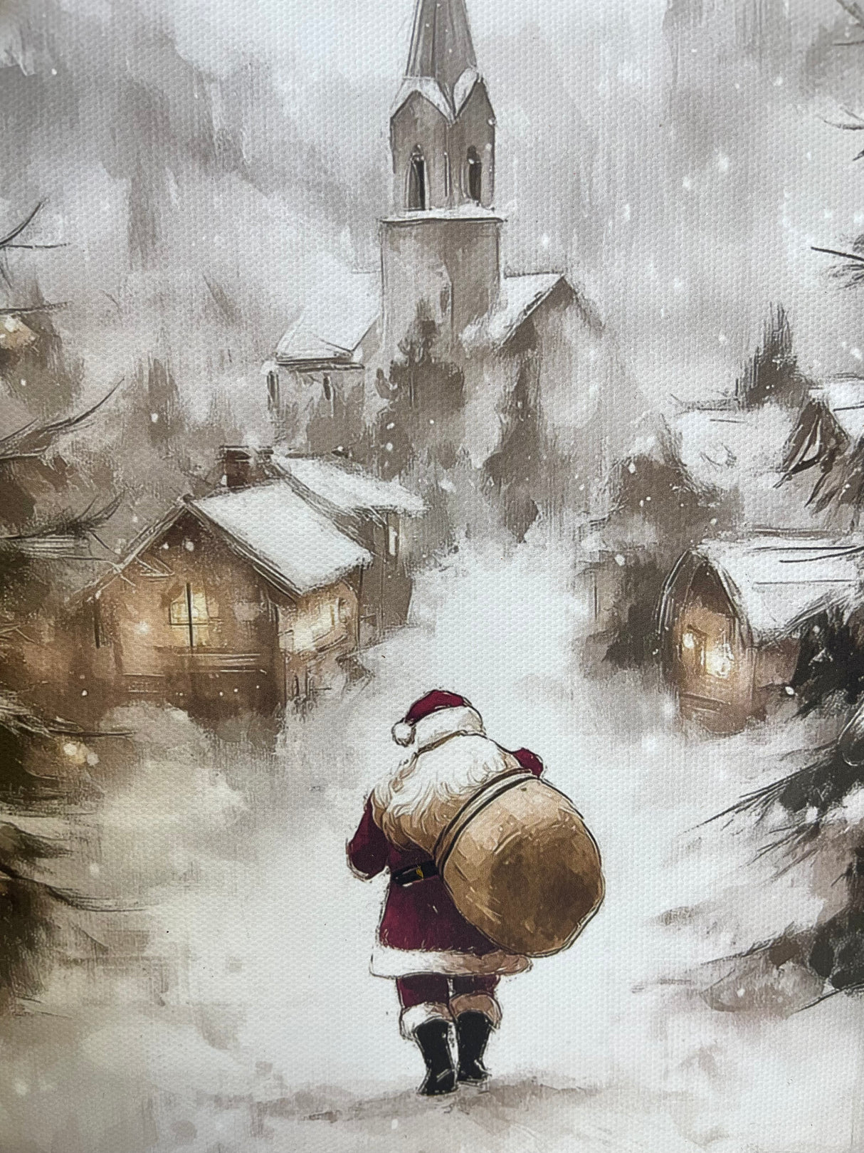 Arch Top Village Santa Framed Art