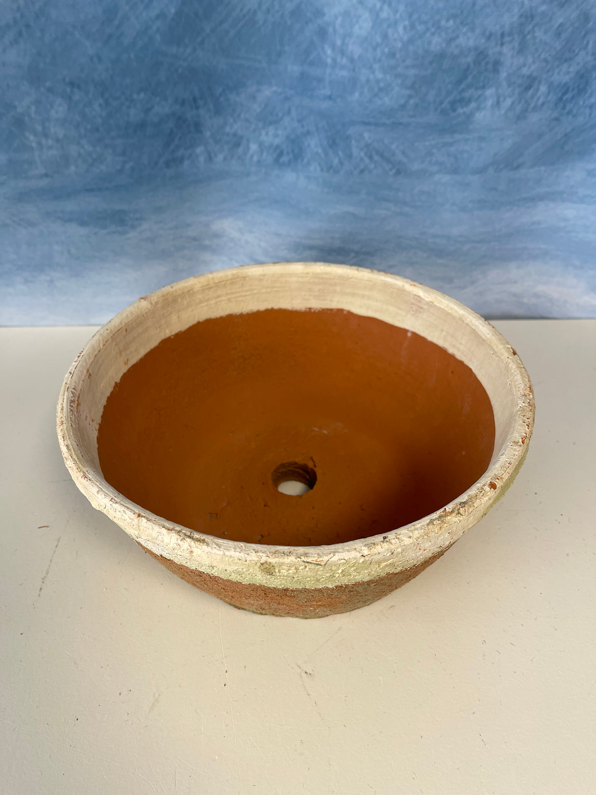 9.5" Antiqued Redstone Big Bowl with White rim