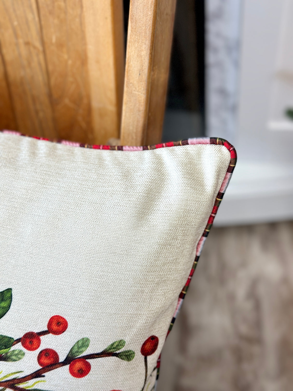 Chenille Cardinal Lumbar Pillow