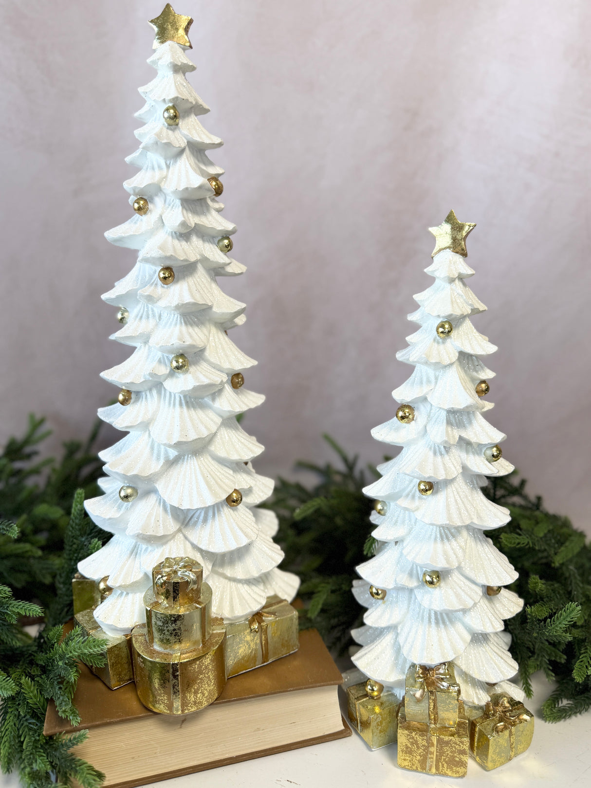 Golden Gathering Resin Christmas Tree Set of 2