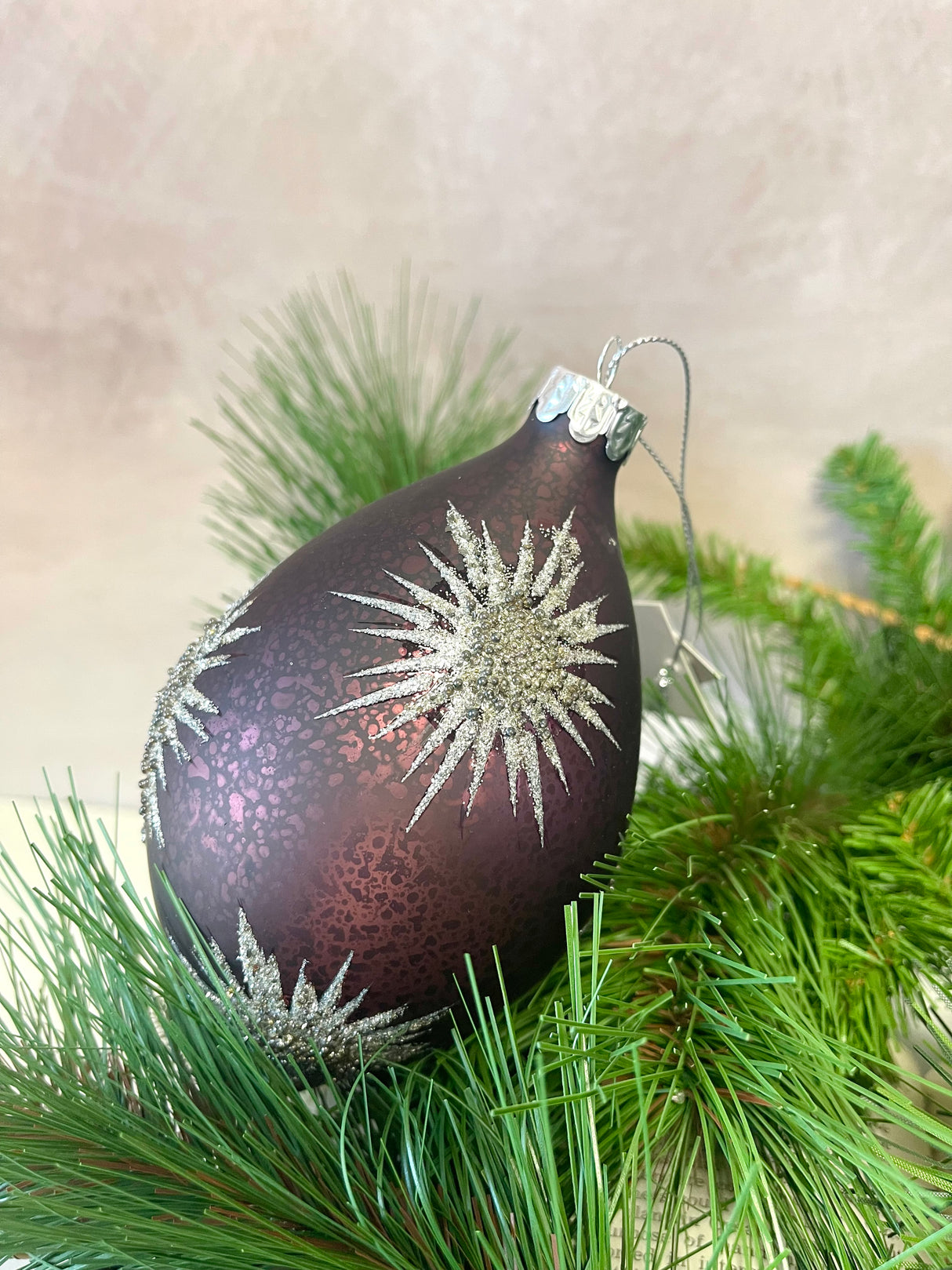 Plum Glass Holiday Ornament - 2 Styles