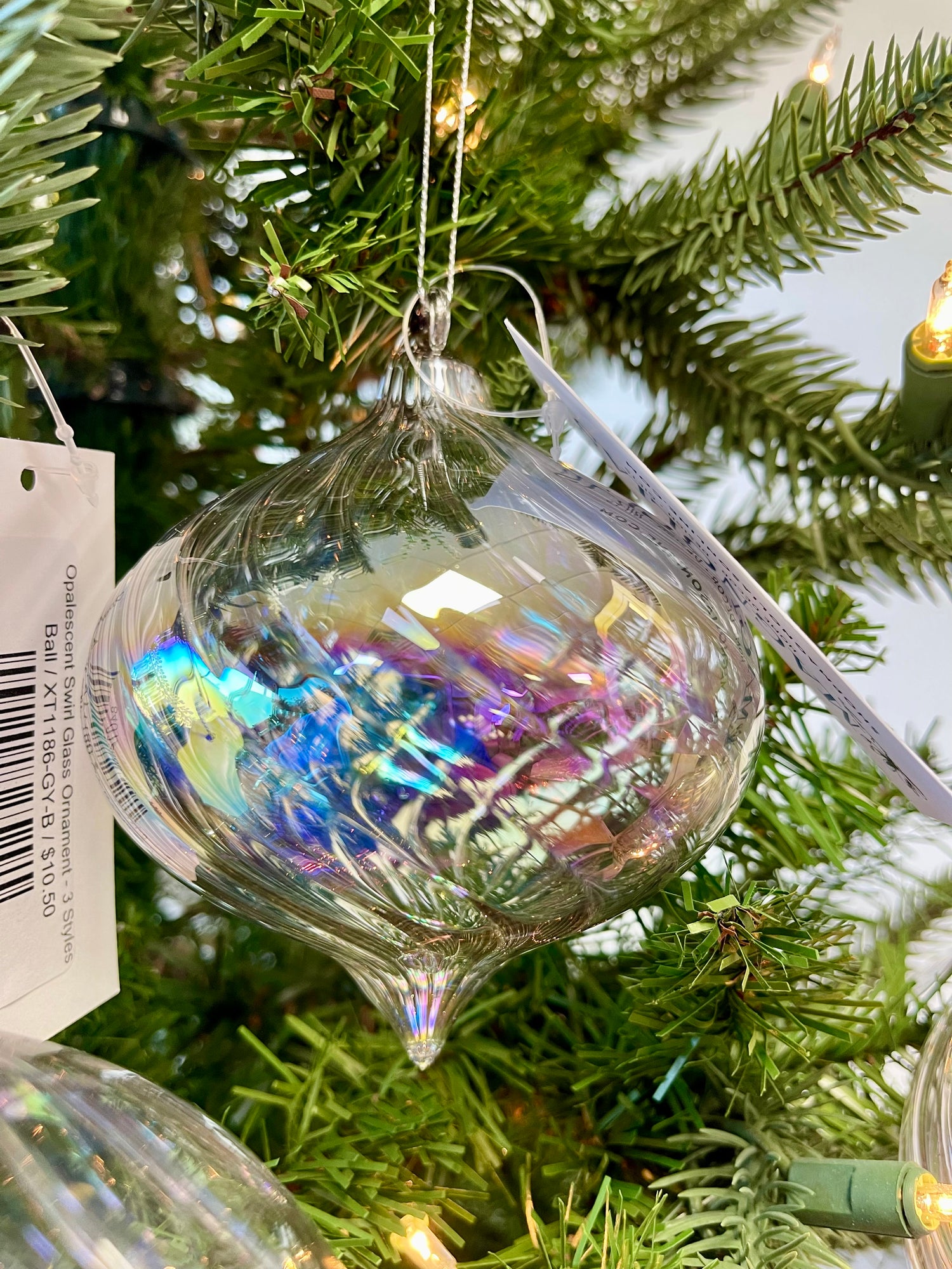 Opalescent Swirl Glass Ornament - 3 Styles