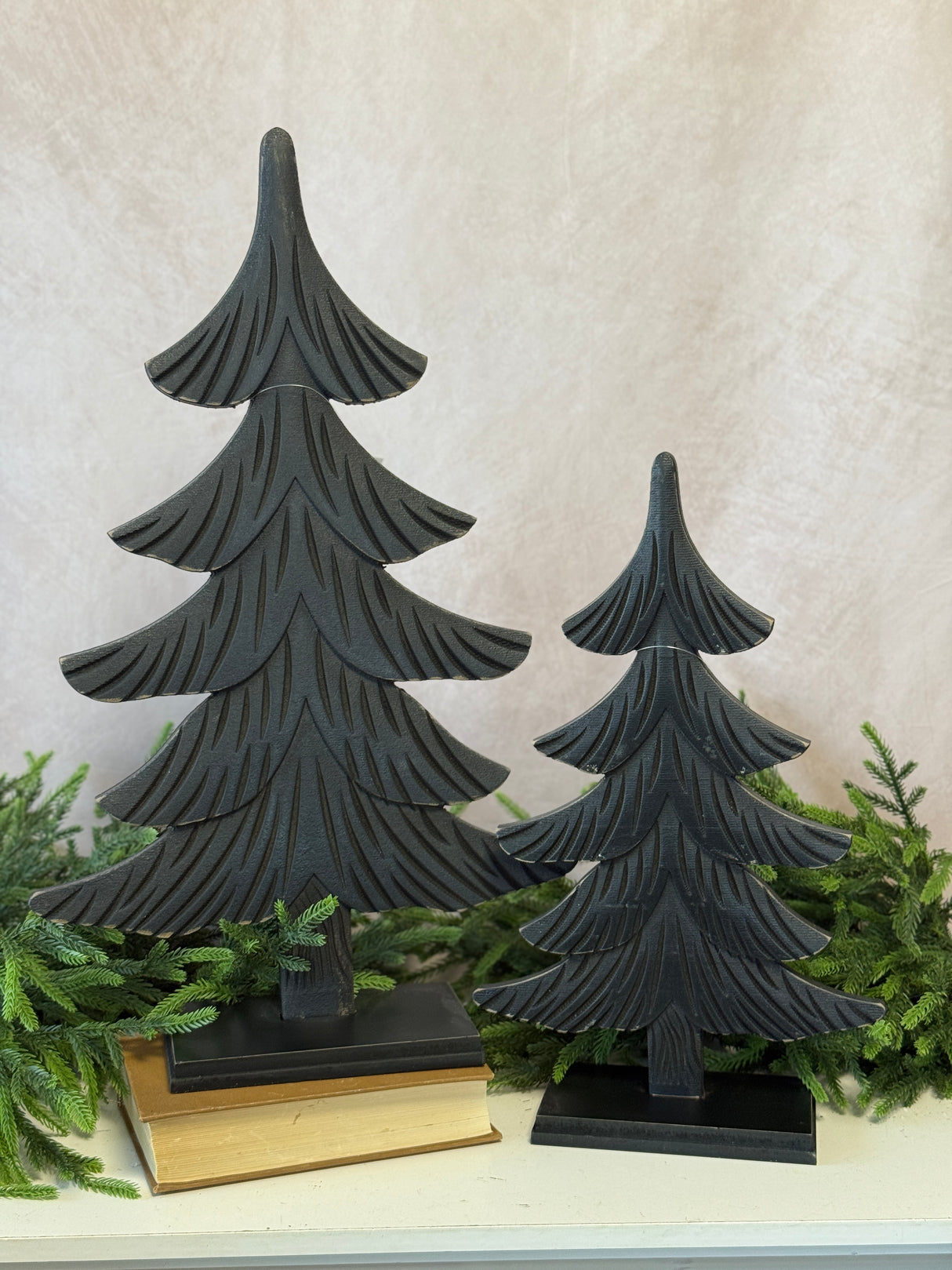 Black Textured Tree Set of 2