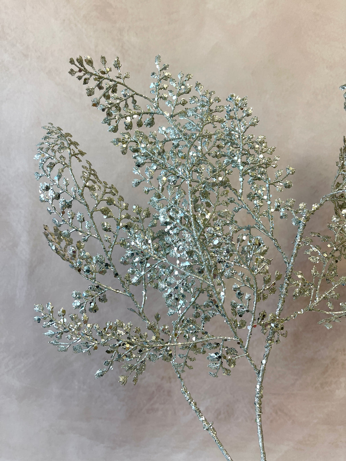 Silver Glittered Maidenhair Spray