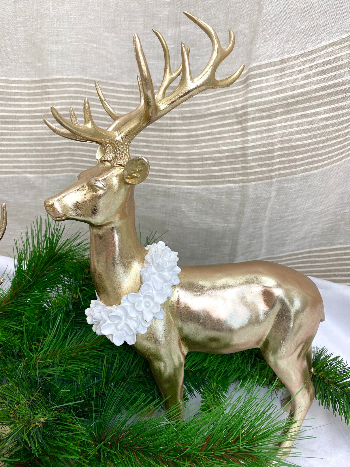 Winter Tale Gold Resin Standing Deer