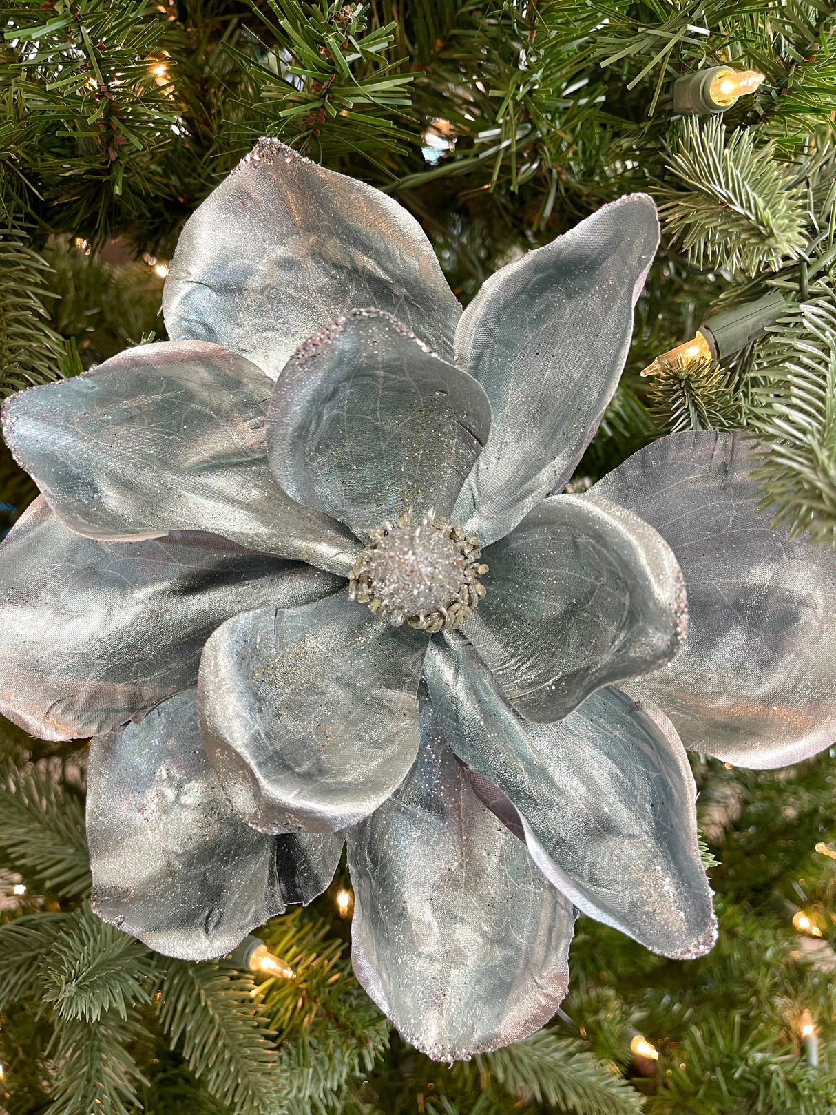 Blue Holiday Magnolia Spray