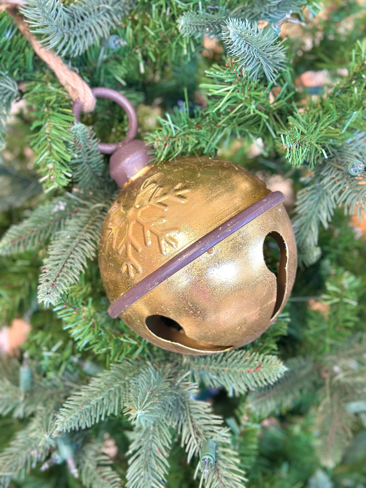 6.5" Metal Snowflake Pattern Bell Ornament