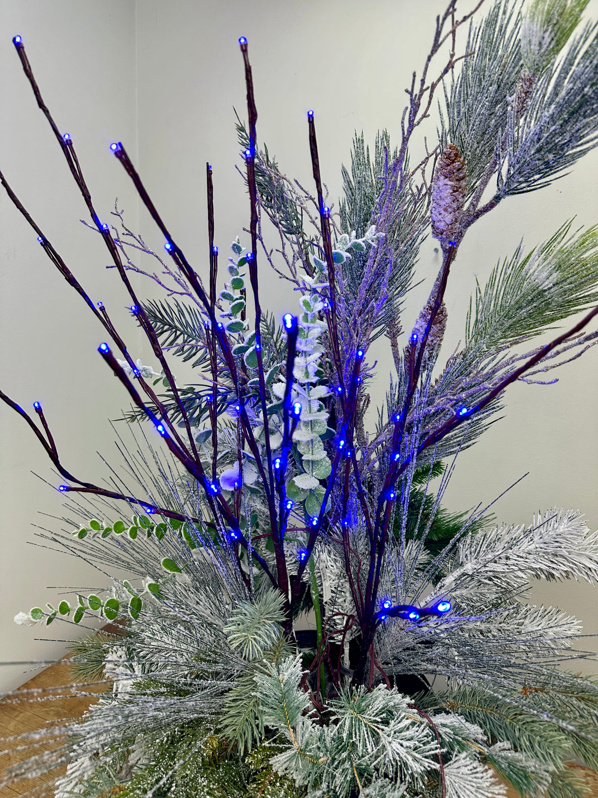 Outdoor Blue Lighted Branch Set of 3