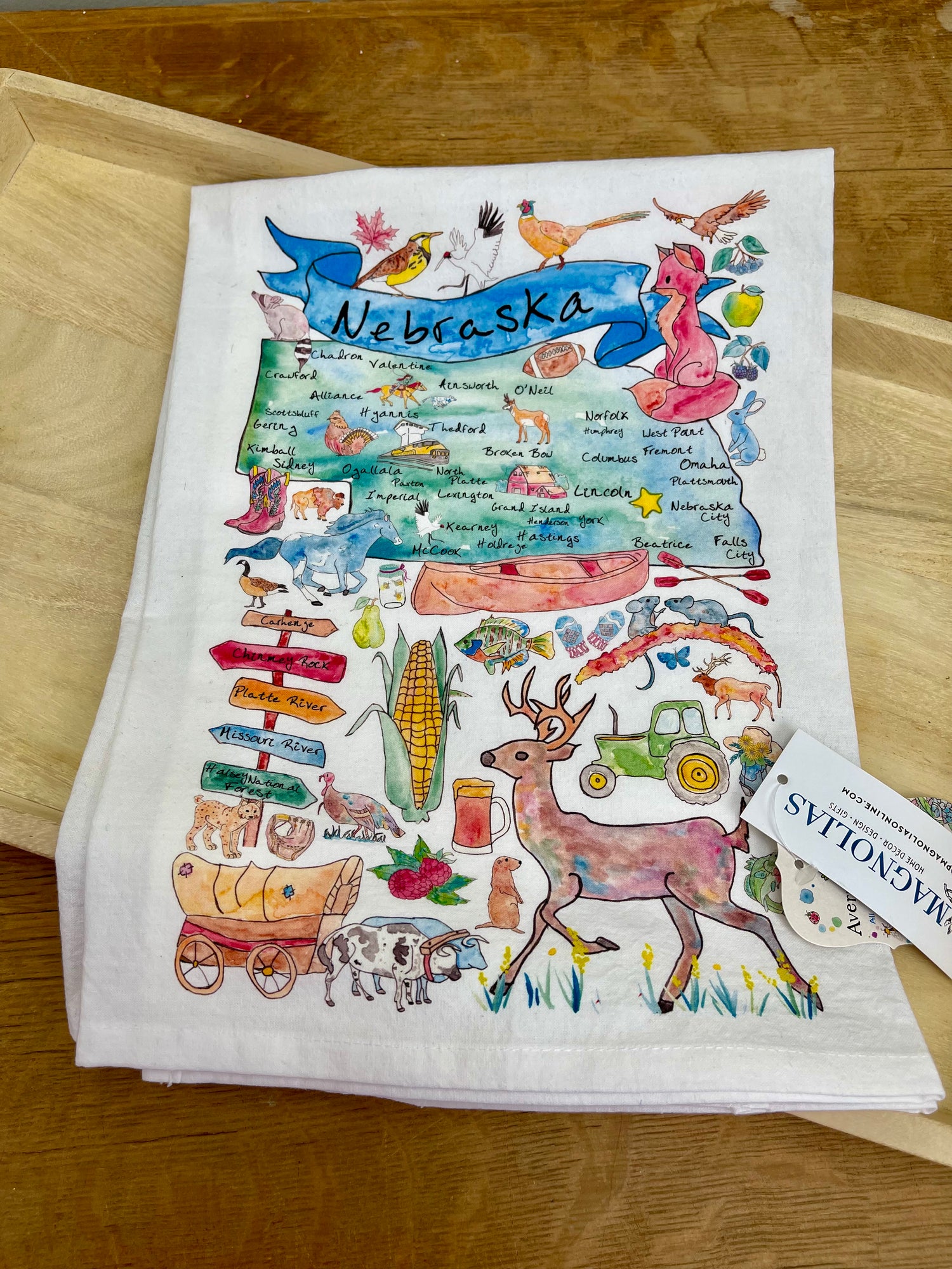 Nebraska State Map Souvenir Kitchen Towel