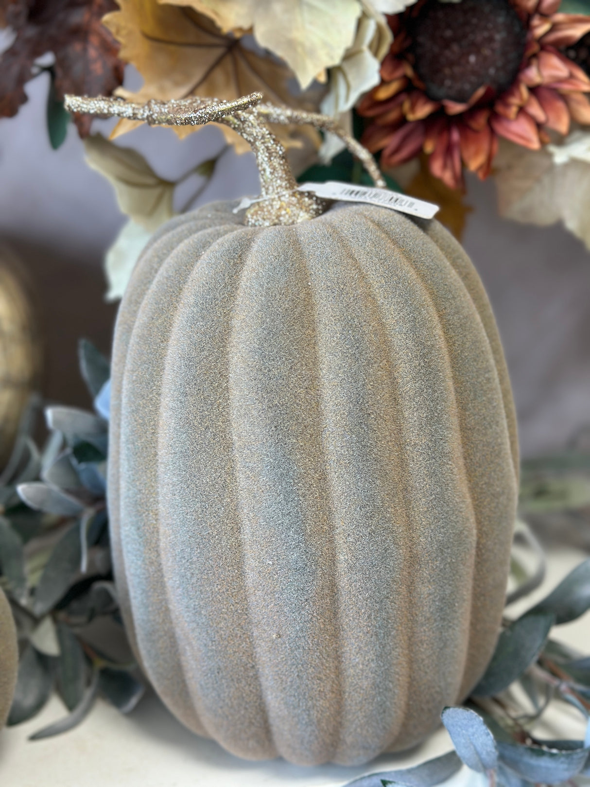 12" Crisp & Cool Taupe Pumpkin