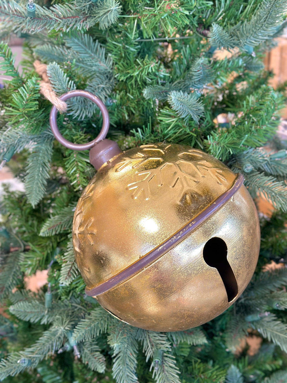 10" Metal Snowflake Pattern Bell Ornament