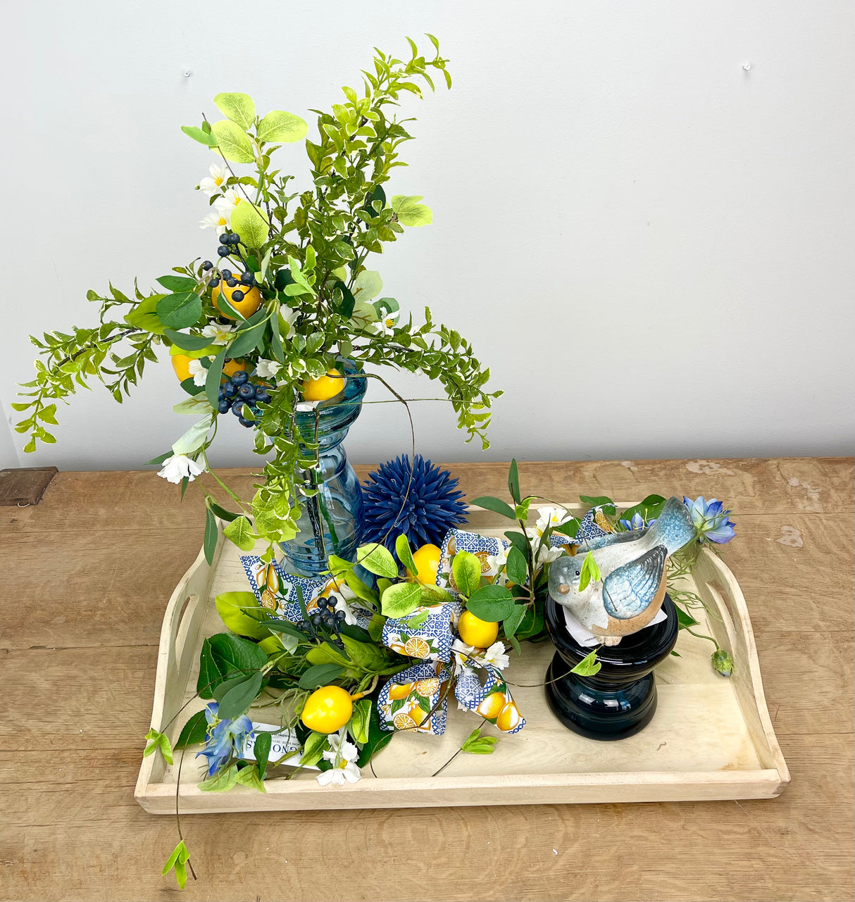 Small Recycled Blue Glass Candleholder