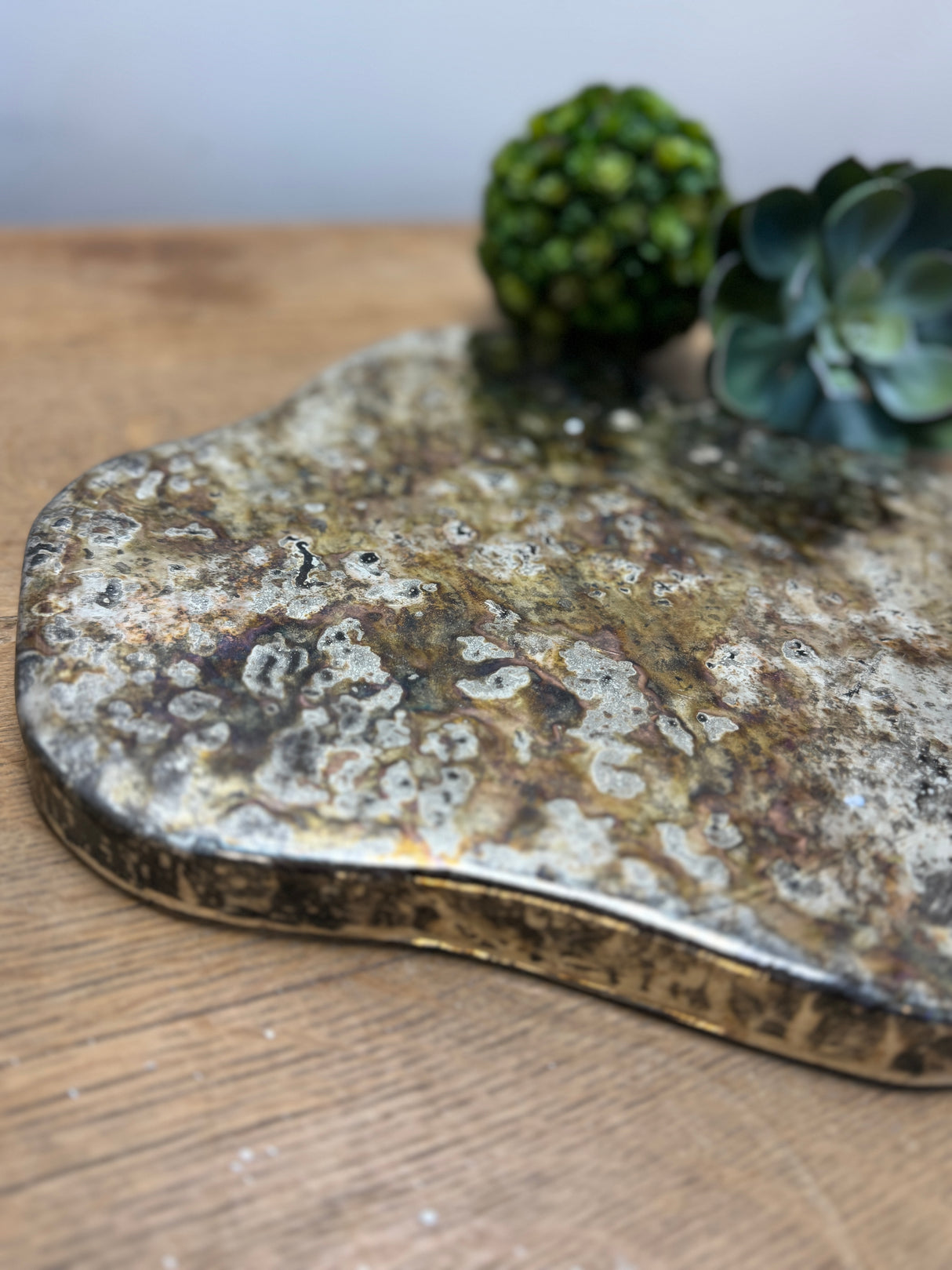 Decorative Mercury Glass Organic Shaped Pedestal