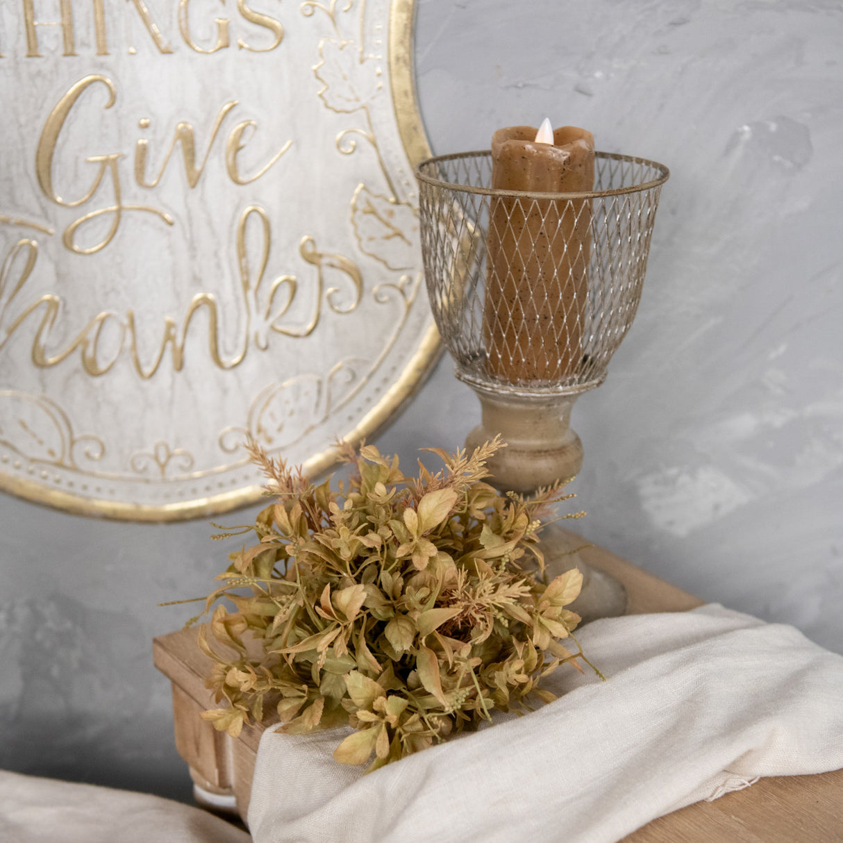 Tan Evergreen Spindle Half Orb