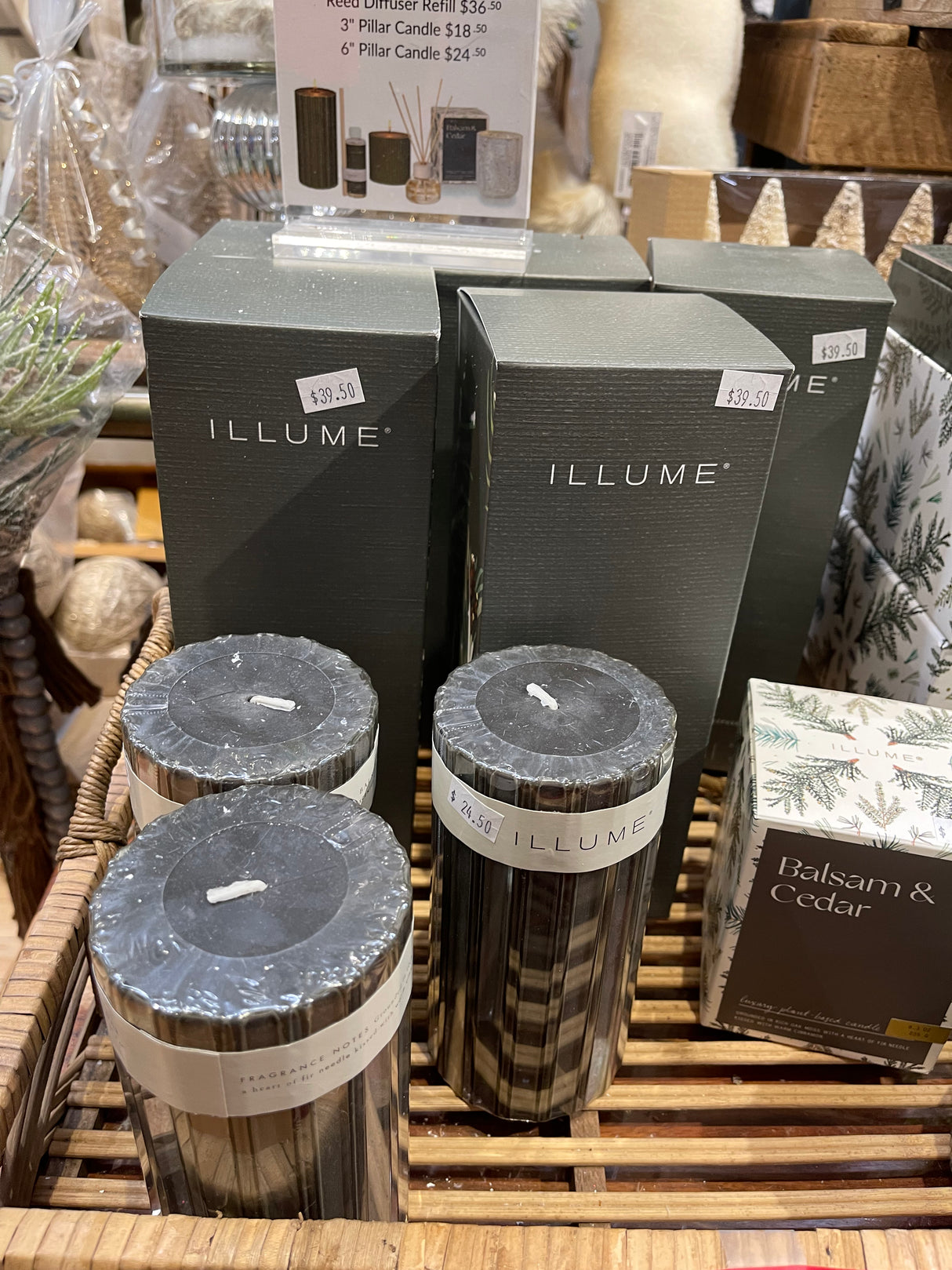 Balsam & Cedar Fragranced Pillar Candle -2 Sizes