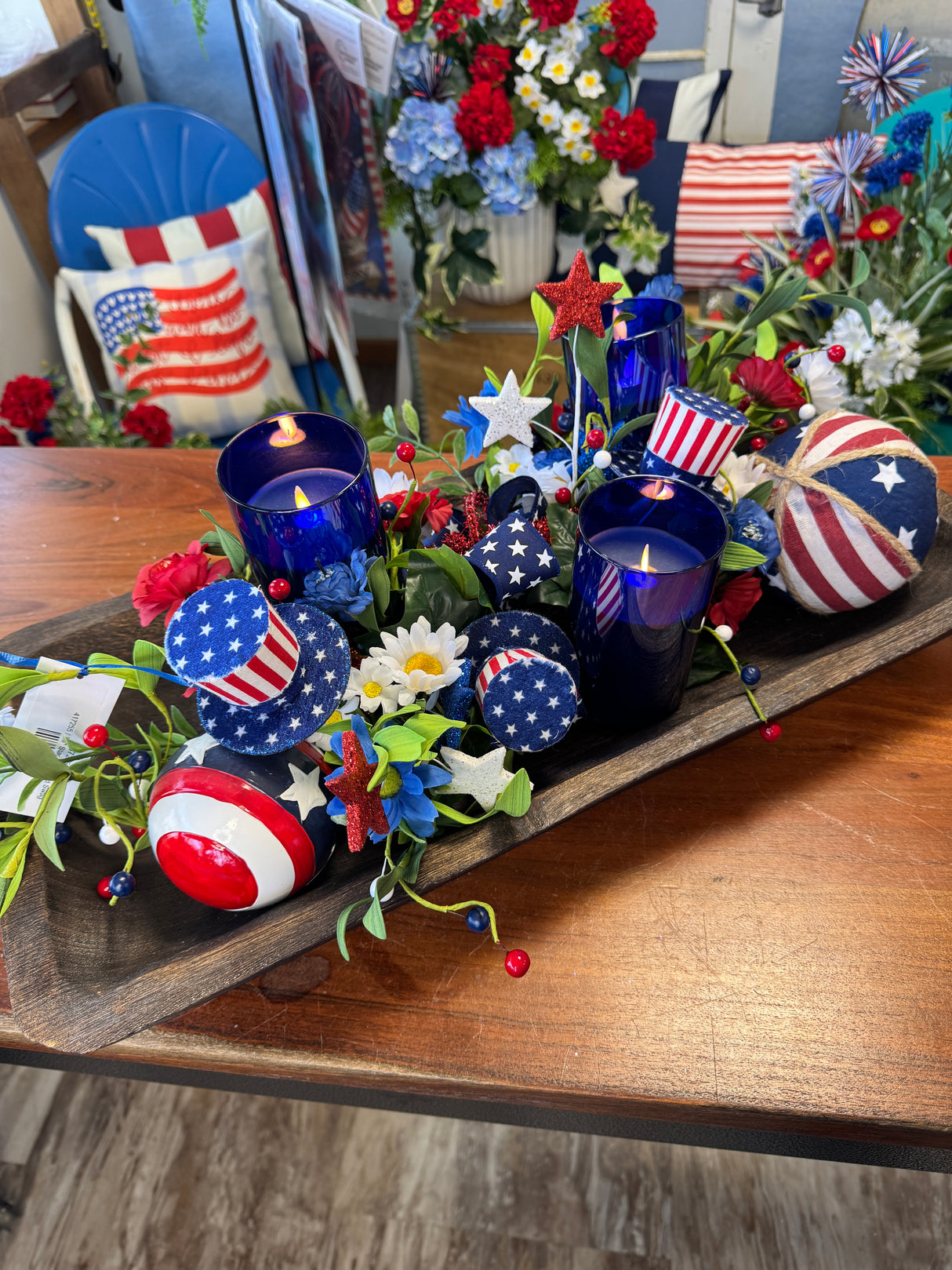 Blue Moving LED Glass Candle Set