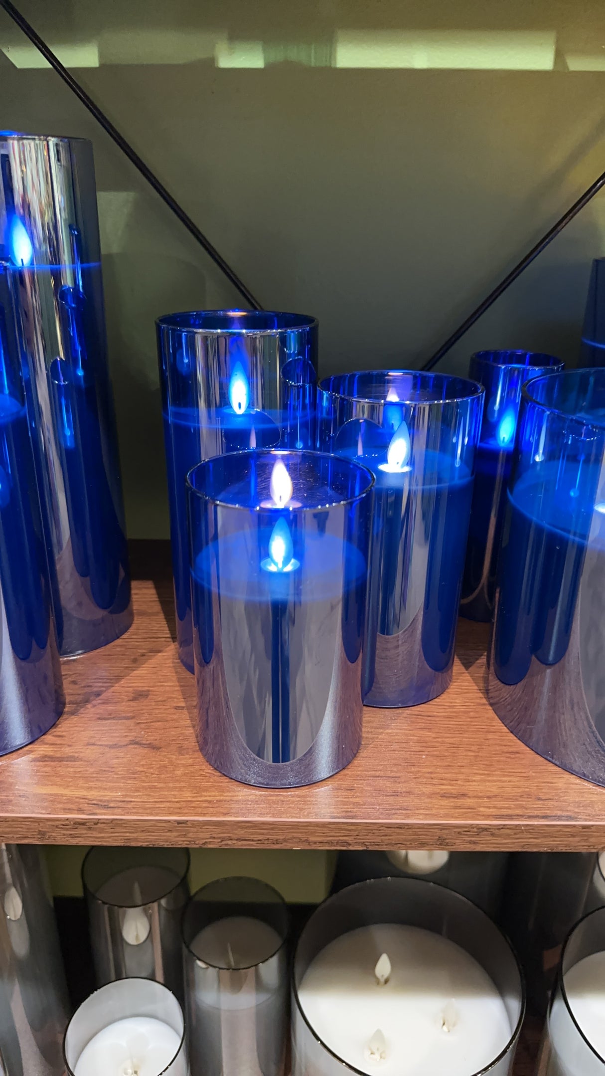Blue Moving LED Glass Candle Set