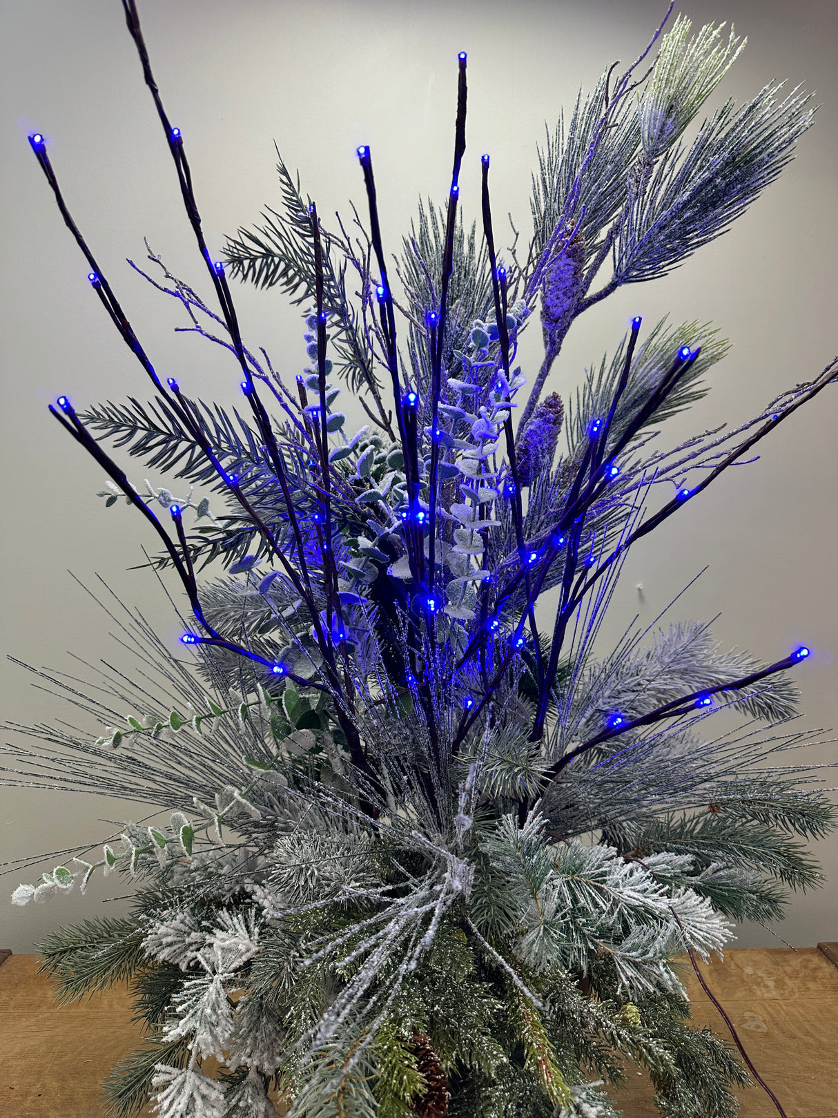 Outdoor Blue Lighted Branch Set of 3