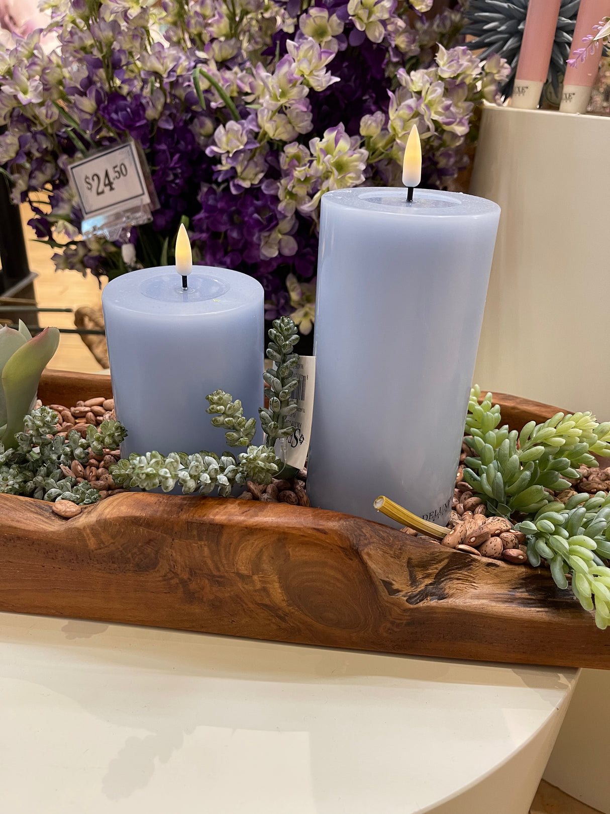 Deluxe Dust Blue LED Candle 3X6 Inch