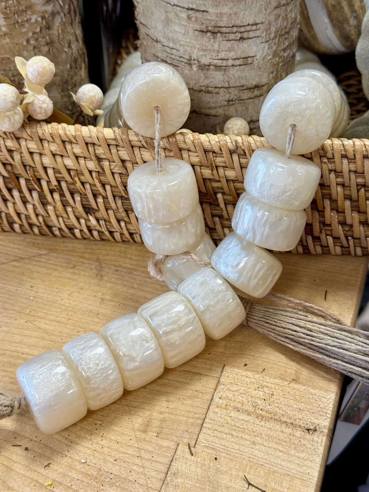 38" Ivory Resin Beaded Garland
