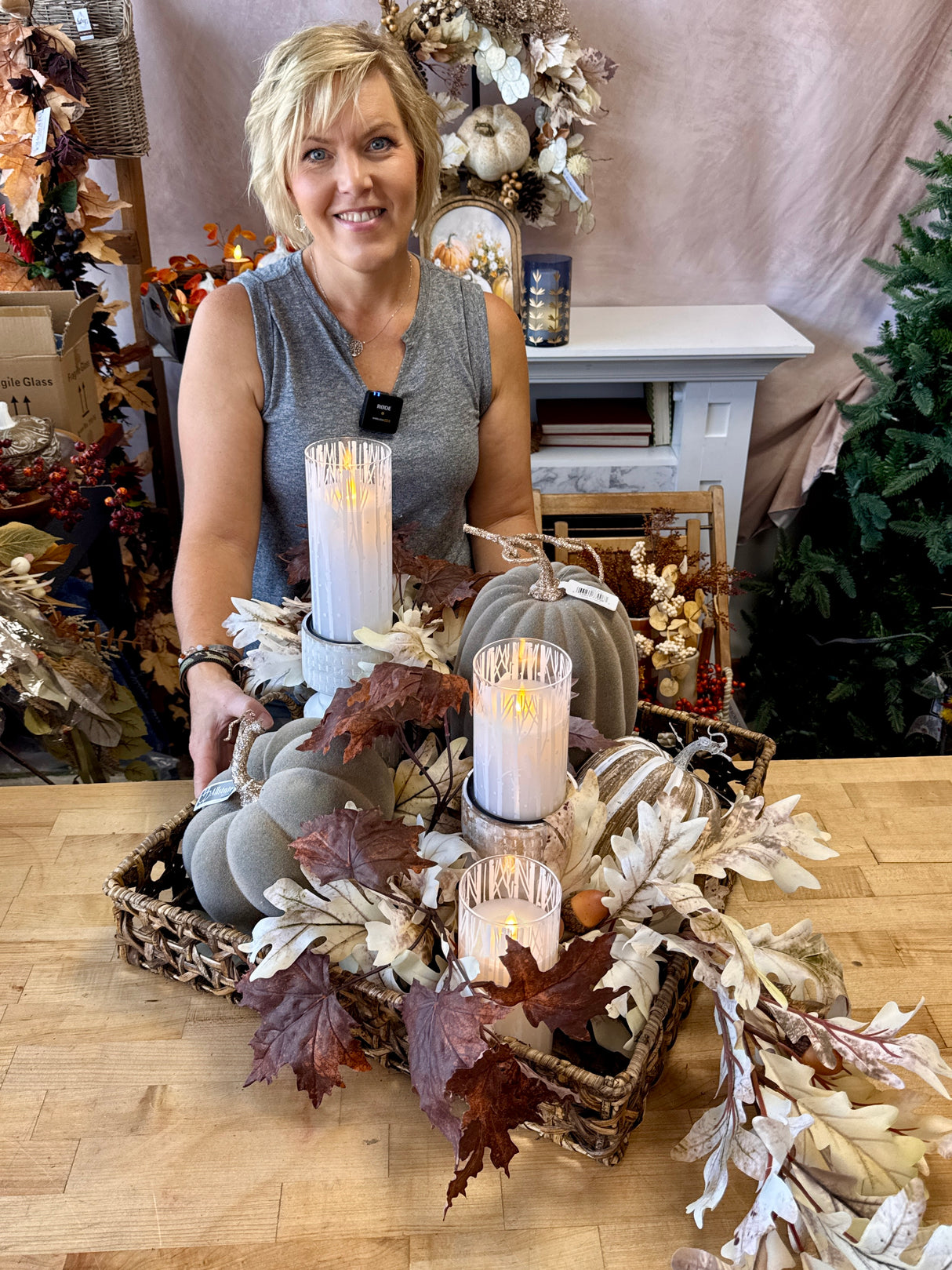 12" Crisp & Cool Taupe Pumpkin