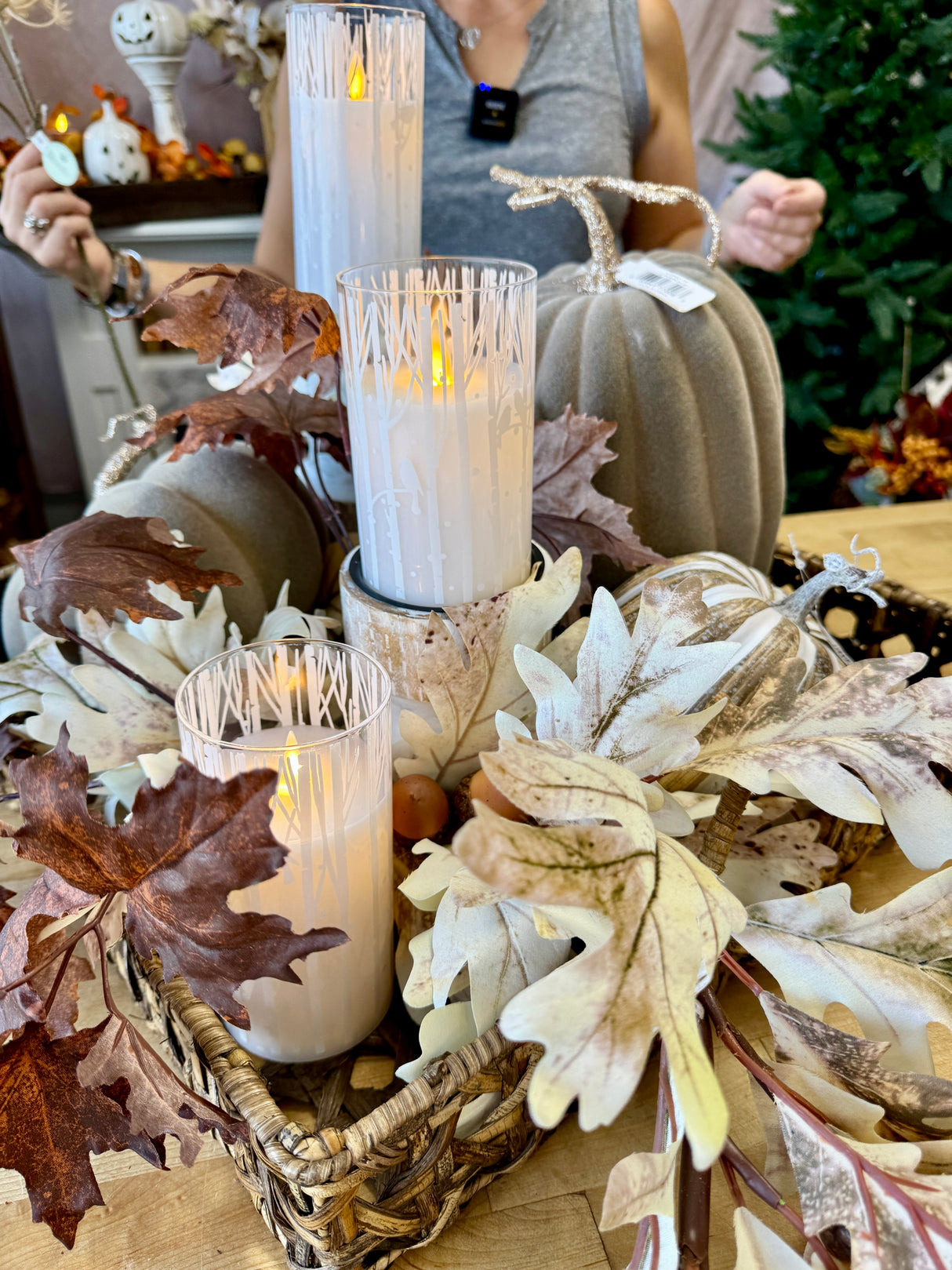 Birch Moving LED Glass Candle Set