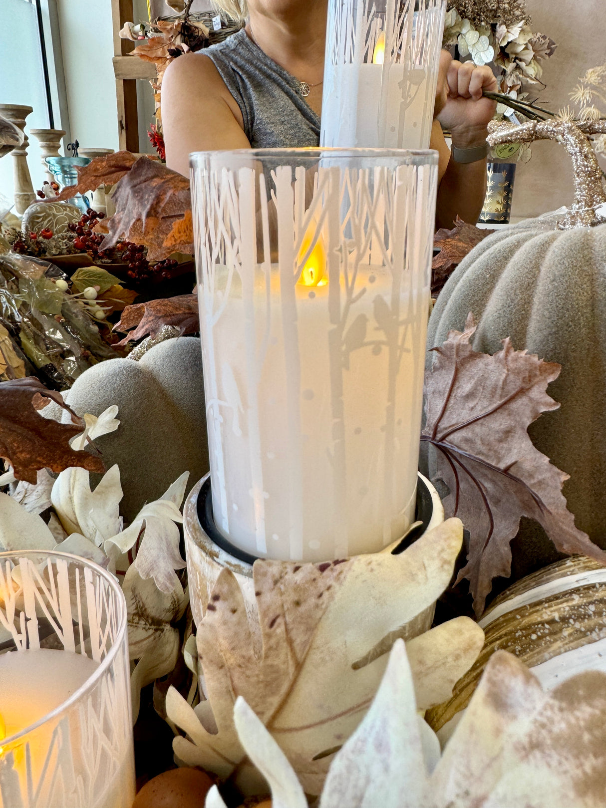 Birch Moving LED Glass Candle Set