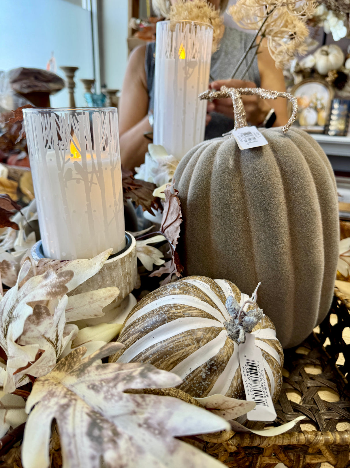 12" Crisp & Cool Taupe Pumpkin