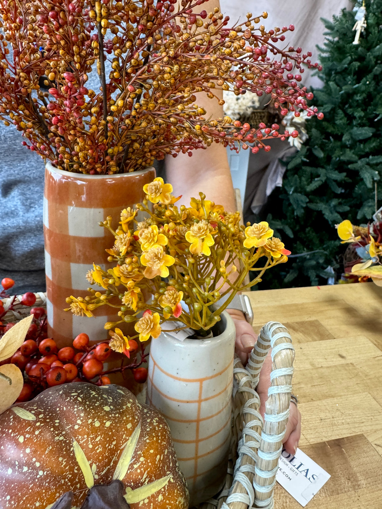 Rust Hand-Painted Stoneware Vase Set of 3