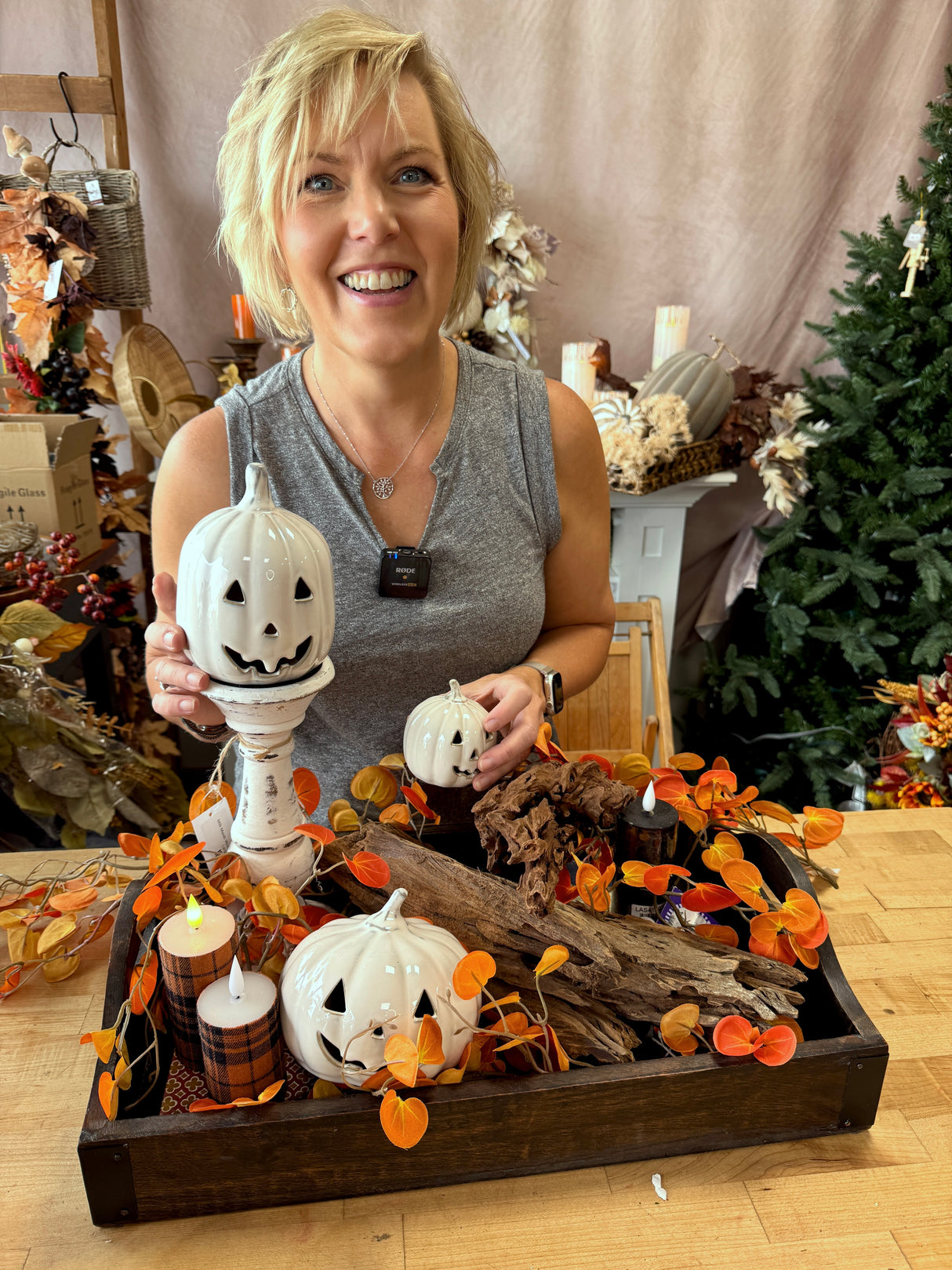 5" Fall Plaid LED Votive Candle