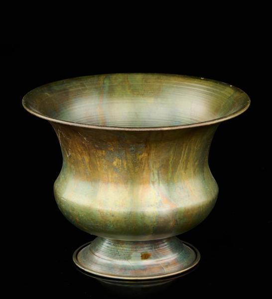 Large Patina Tin Compote Pot