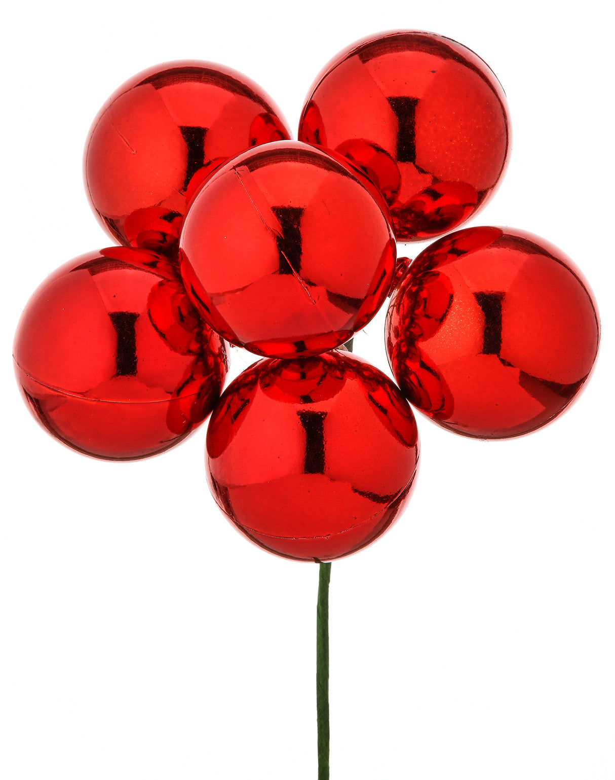 Red Shiny Stemball Bunch Of 6
