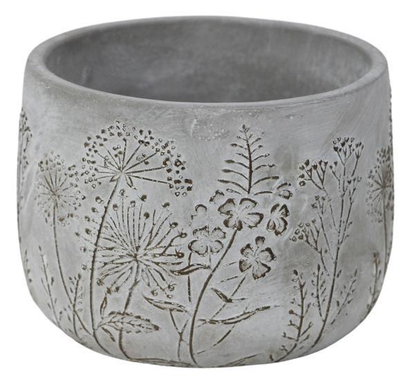 Short Full Wildflower Cement Pot