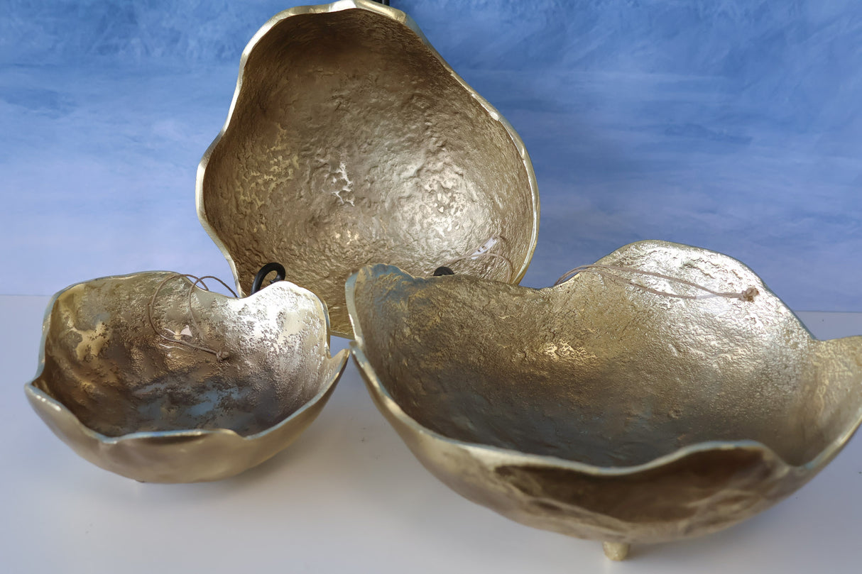 Gold Metal Organic Bowls -3 Sizes