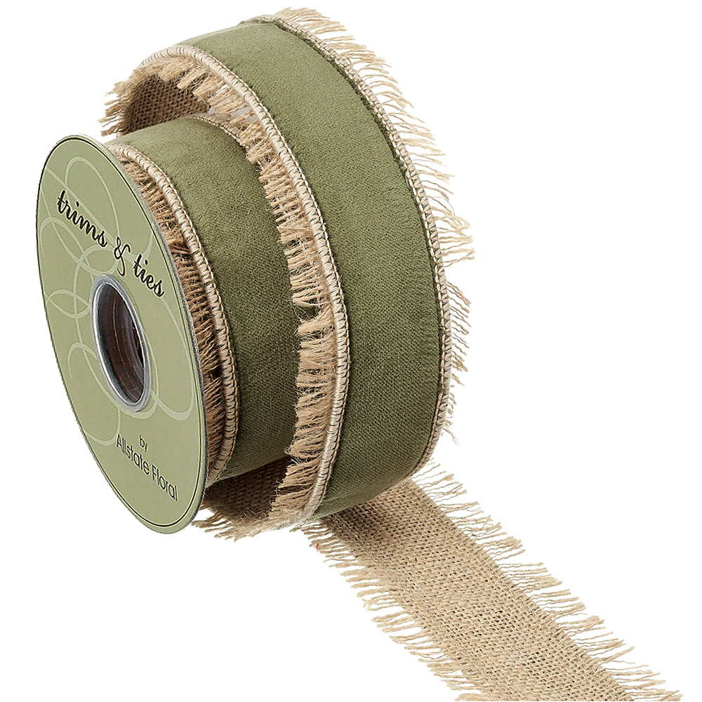 Green Jute Velvet 5 Yd Ribbon Bolt