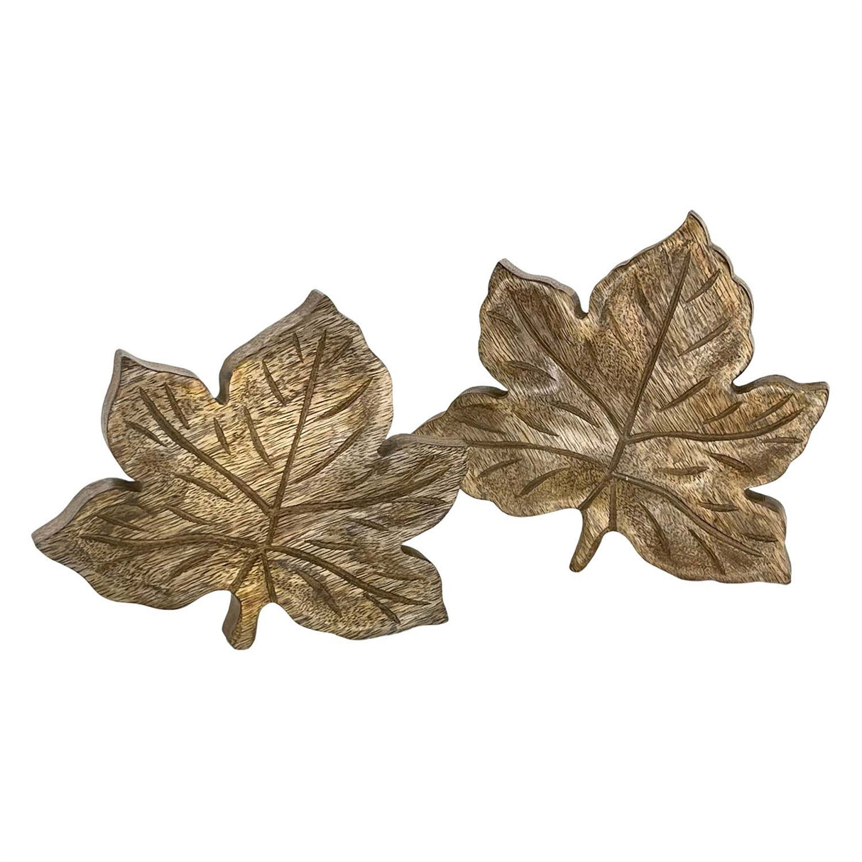 Wooden Maple Leaf Block Set of 2