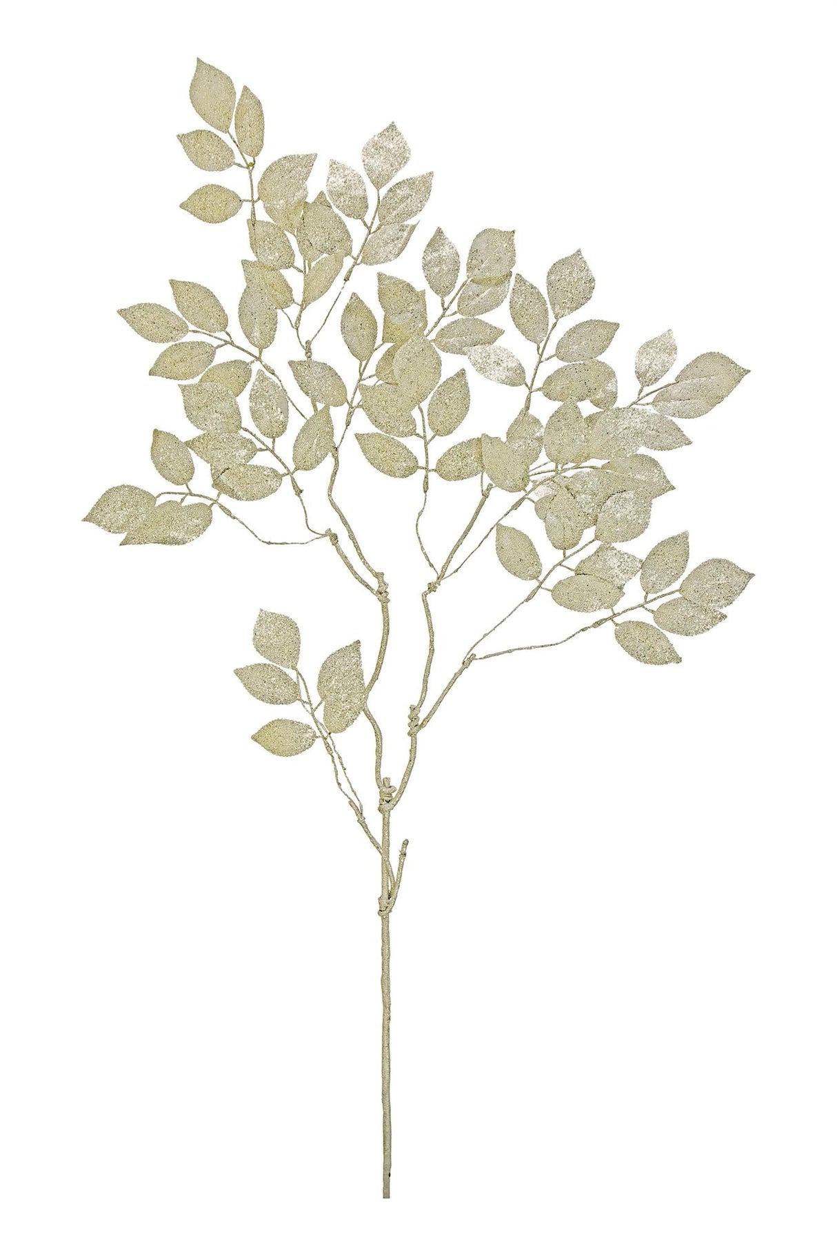 Champagne Glittered Mulberry Leaf Spray