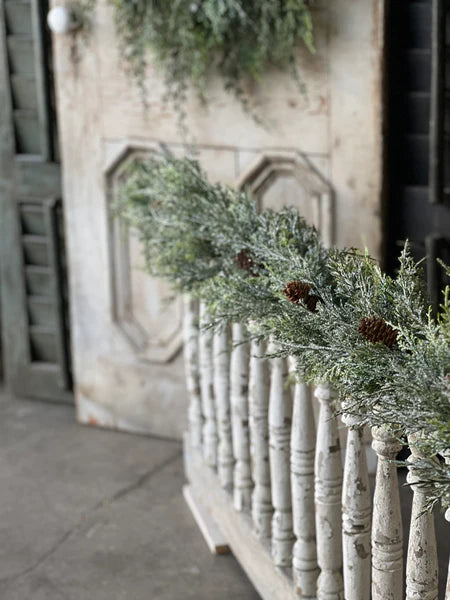 70" Silver Thread Cedar Garland