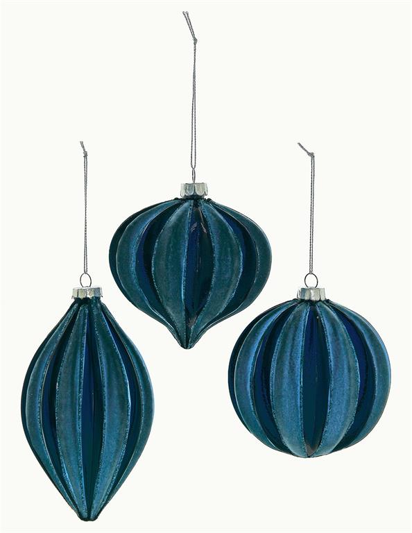 Velvet Sky Blue Glass Ornament - 3 Styles