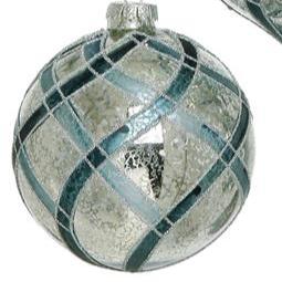 Mercury Glass Blue Stripe Ornament - 3 Styles