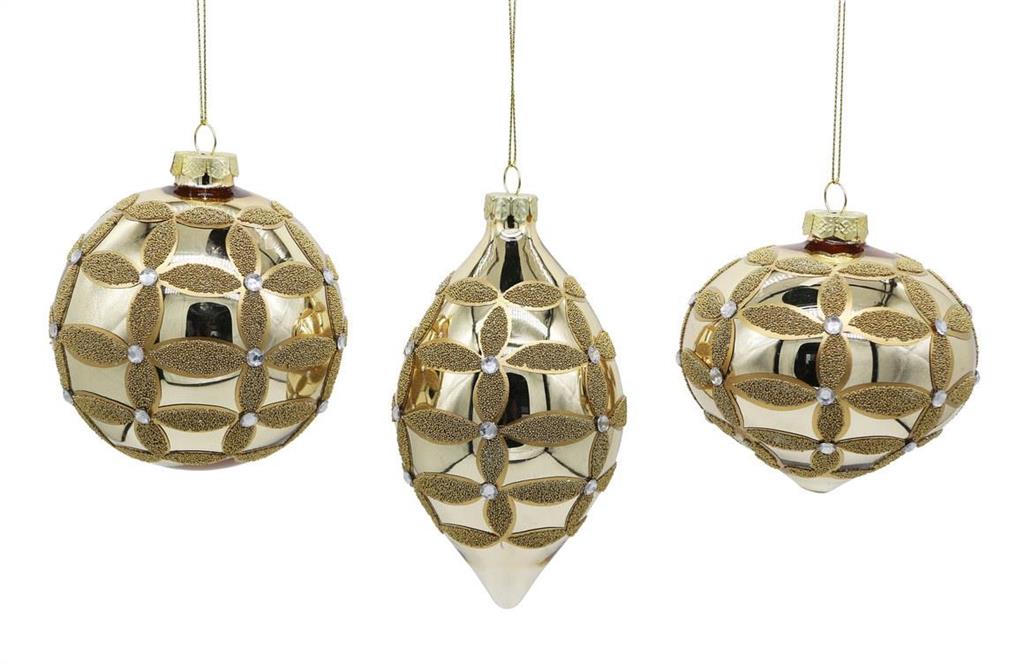 Champagne Lattice Glass Ornament - 3 Styles